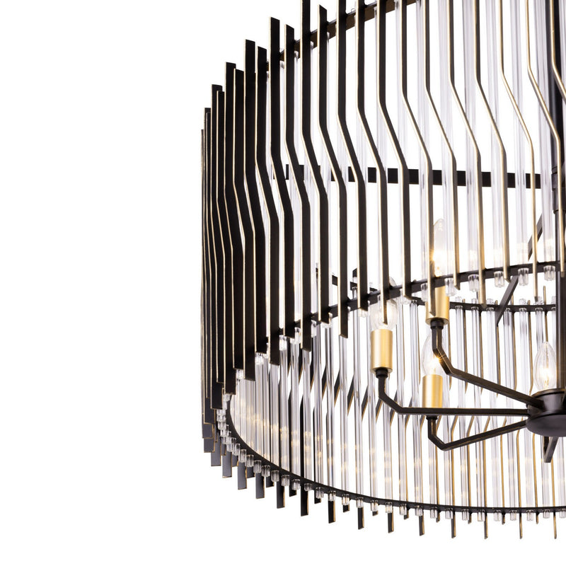 Varaluz 393P08MBFG Eight Light Pendant, Matte Black/French Gold
