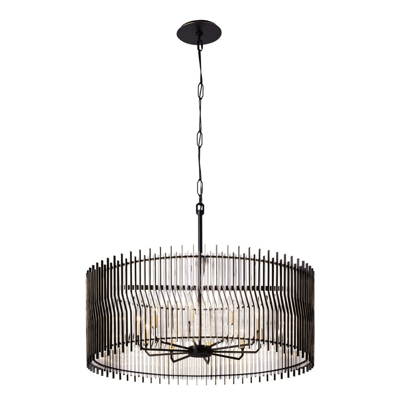 Varaluz 393P10MBFG Ten Light Pendant, Matte Black/French Gold