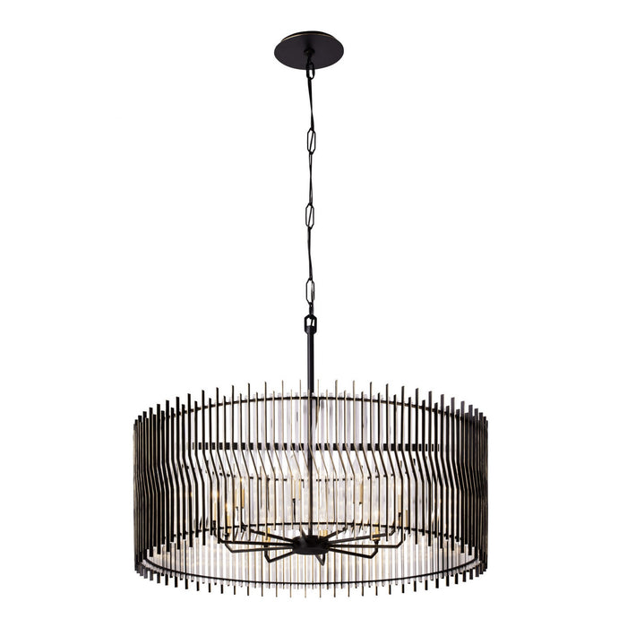 Varaluz 393P10MBFG Ten Light Pendant, Matte Black/French Gold