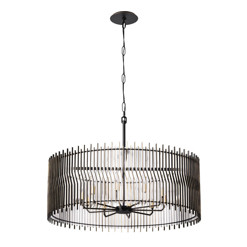 Varaluz 393P10MBFG Ten Light Pendant, Matte Black/French Gold
