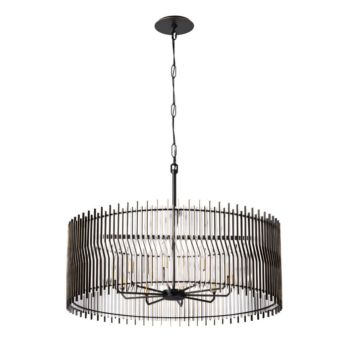 Varaluz 393P10MBFG Ten Light Pendant, Matte Black/French Gold