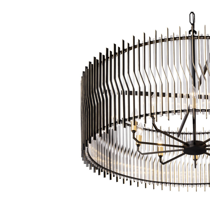 Varaluz 393P10MBFG Ten Light Pendant, Matte Black/French Gold