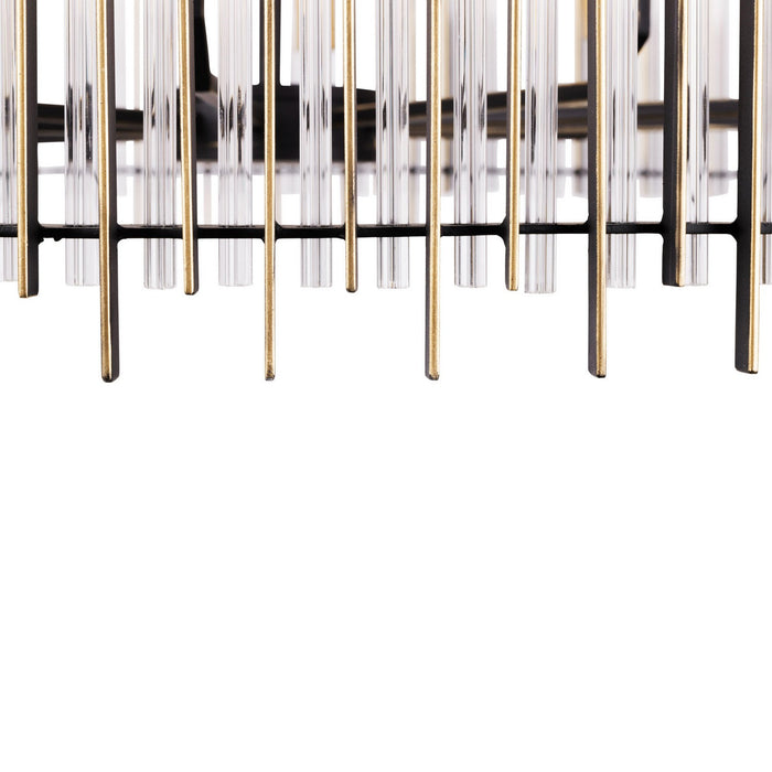 Varaluz 393P10MBFG Ten Light Pendant, Matte Black/French Gold