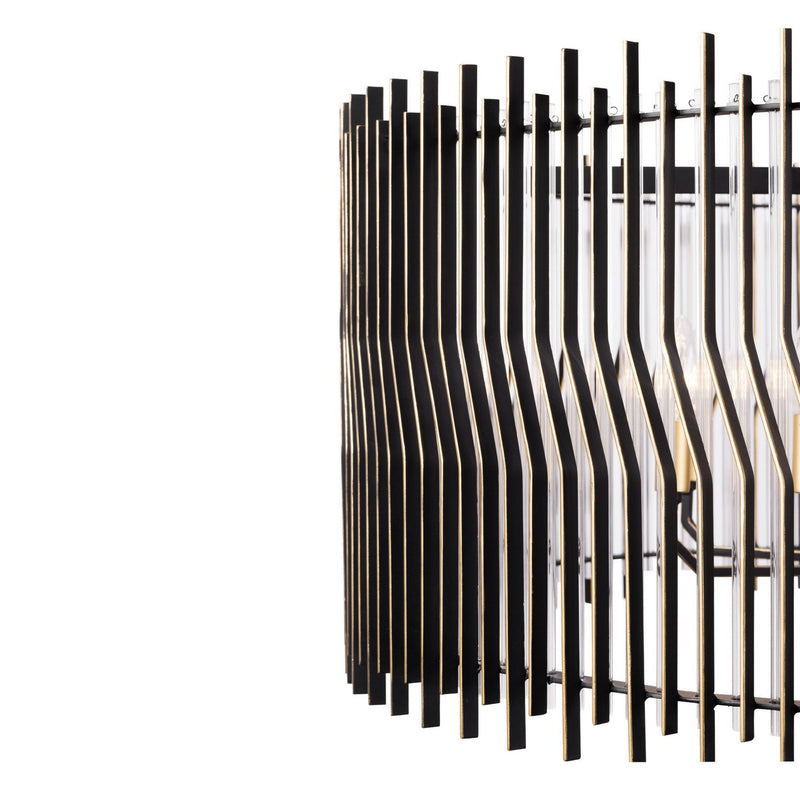 Varaluz 393P10MBFG Ten Light Pendant, Matte Black/French Gold