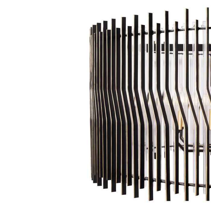 Varaluz 393P10MBFG Ten Light Pendant, Matte Black/French Gold