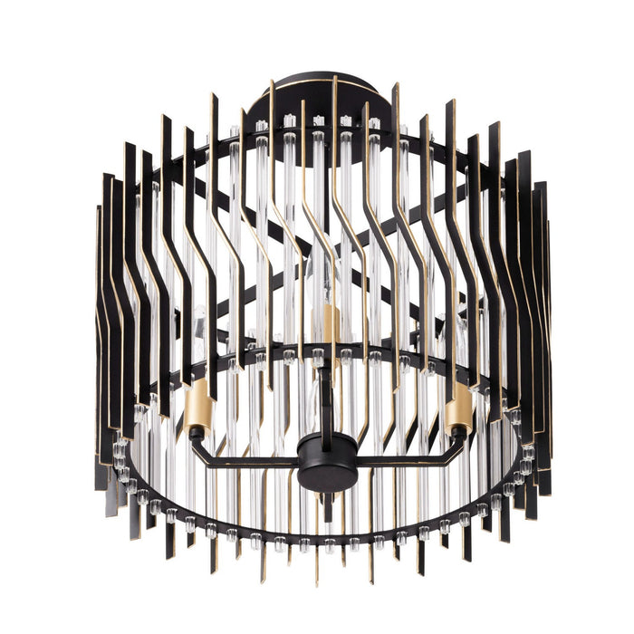 Varaluz 393S04MBFG Four Light Semi-Flush Mount, Matte Black/French Gold