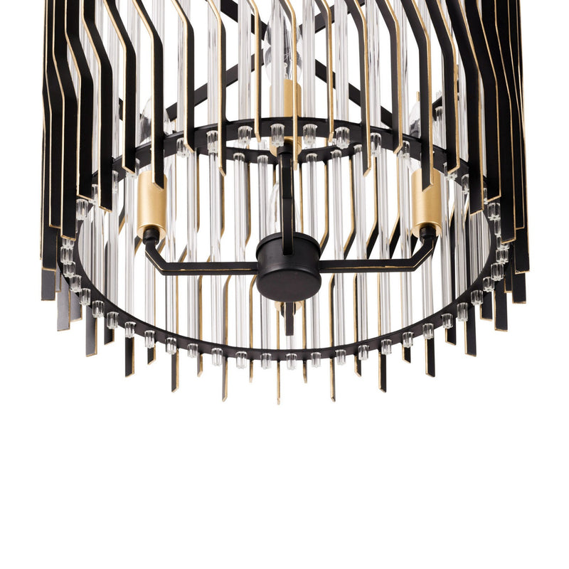 Varaluz 393S04MBFG Four Light Semi-Flush Mount, Matte Black/French Gold