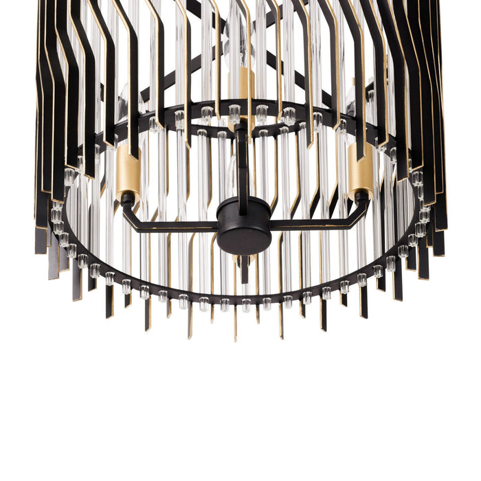 Varaluz 393S04MBFG Four Light Semi-Flush Mount, Matte Black/French Gold