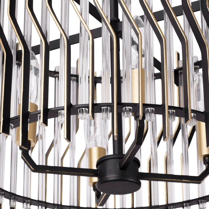 Varaluz 393S04MBFG Four Light Semi-Flush Mount, Matte Black/French Gold