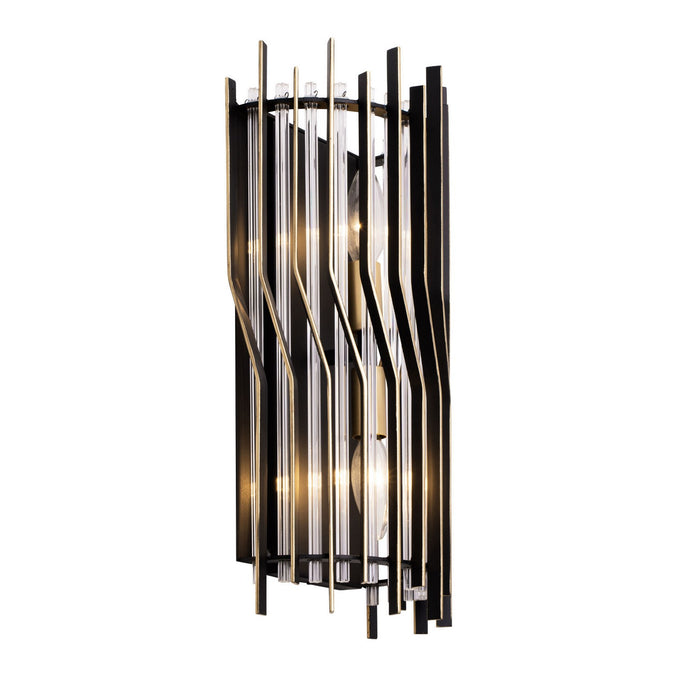 Varaluz 393W02MBFG Two Light Wall Sconce, Matte Black/French Gold