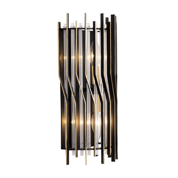 Varaluz 393W02MBFG Two Light Wall Sconce, Matte Black/French Gold