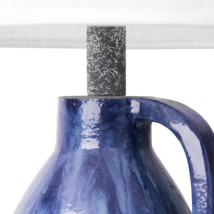 Varaluz 395T01AAYLU One Light Table Lamp, Apothecary Gray/Blue Lustro