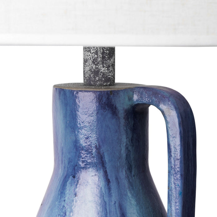 Varaluz 395T01BAYLU One Light Table Lamp, Apothecary Gray/Blue Lustro