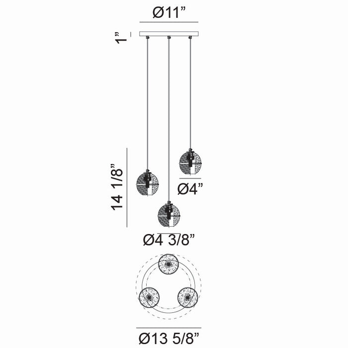 Matteo Lighting C33103MB Three Light Pendant