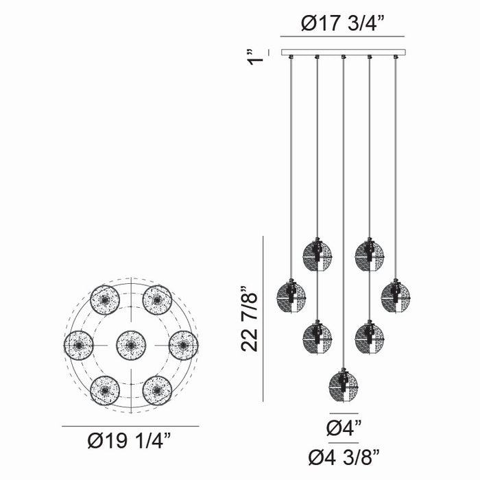 Matteo Lighting C33107MB Seven Light Pendant