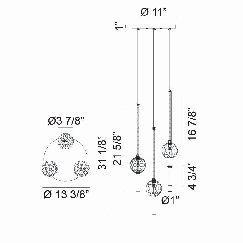 Matteo Lighting C68903MB Three Light Pendant
