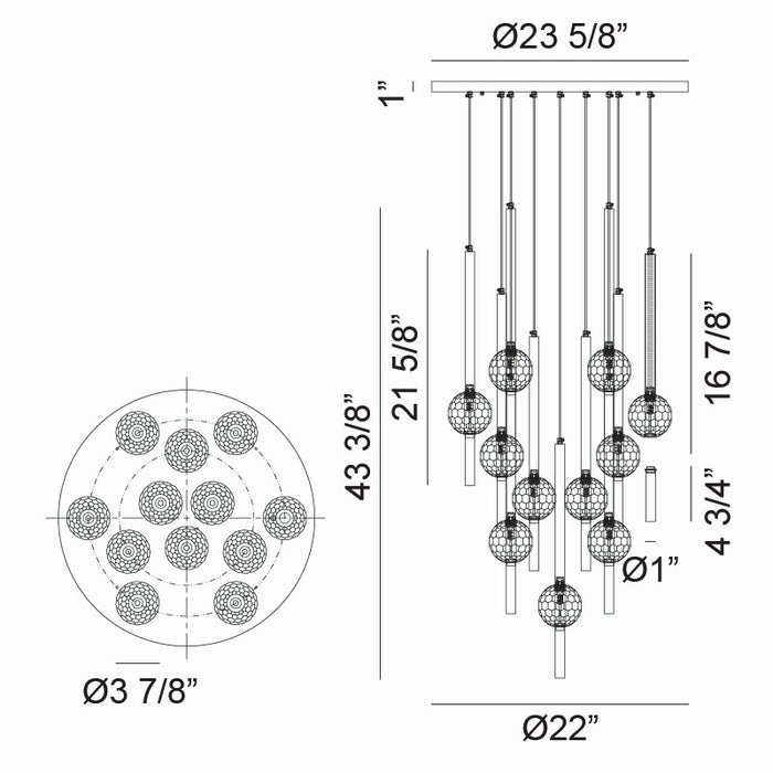 Matteo Lighting C68912MB 12 Light Chandelier