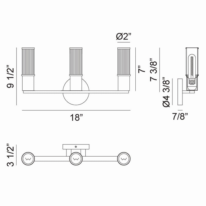 Matteo Lighting S02803AG Three Light Wall Sconce
