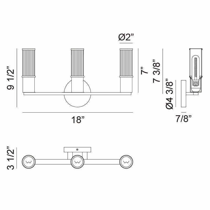 Matteo Lighting S02803MB Three Light Wall Sconce