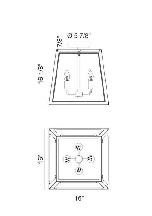 Matteo Lighting X72104WHAG Four Light Ceiling Mount