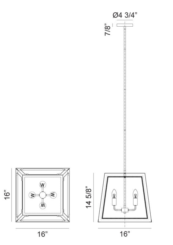 Matteo Lighting C72104WHAG Four Light Pendant