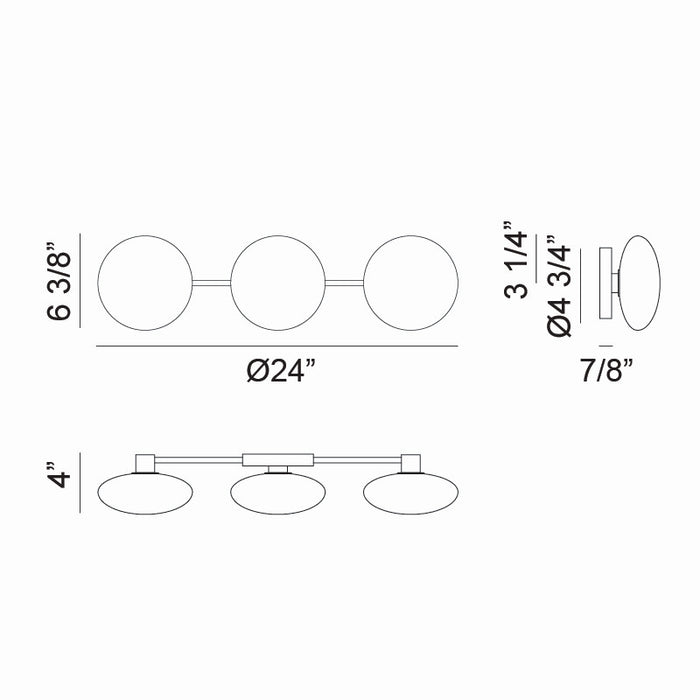 Matteo Lighting S05103AGOP Three Light Wall Sconce