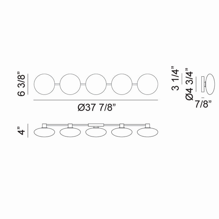 Matteo Lighting S05105MBOP Five Light Wall Sconce