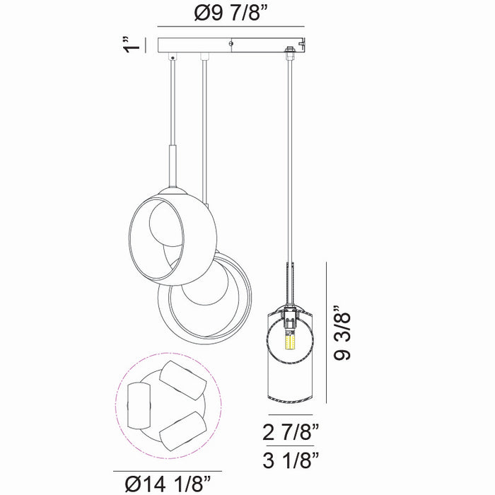 Matteo Lighting C60603BKSM LED Pendant