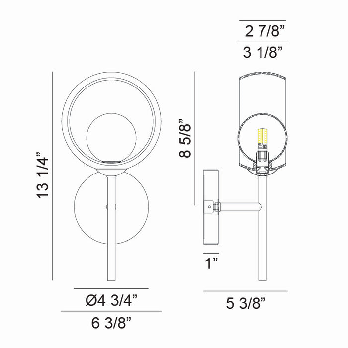 Matteo Lighting W60601BKSM LED Wall Sconce