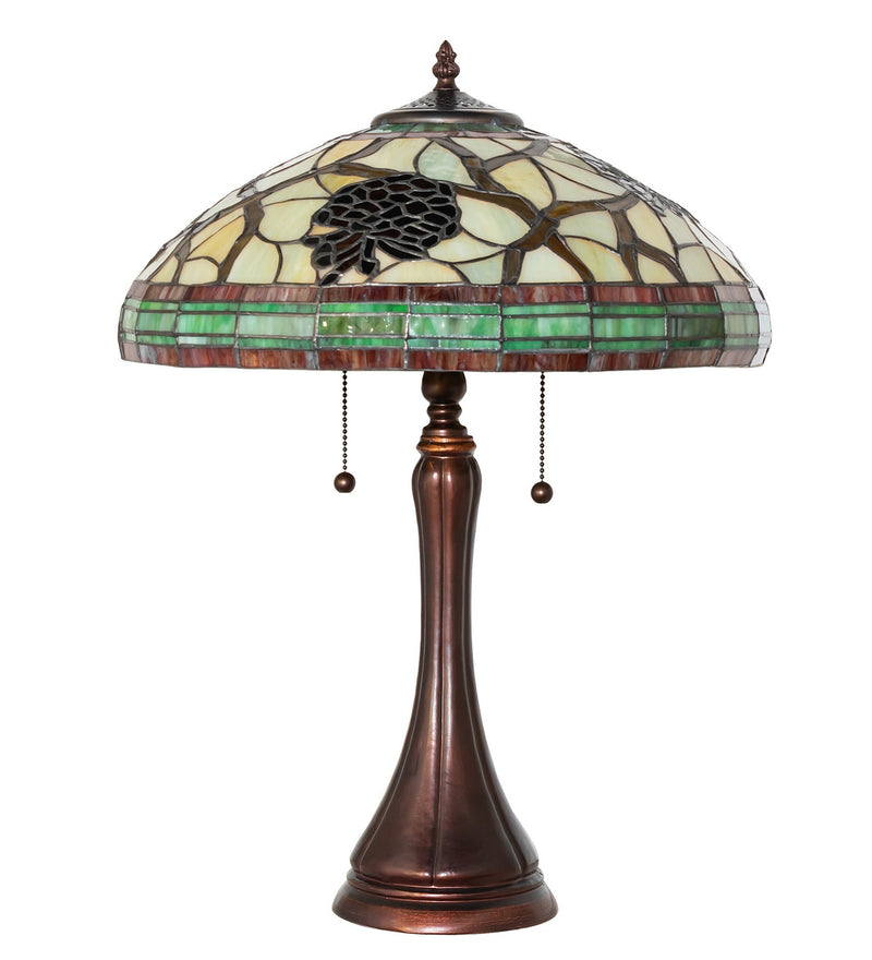 Meyda Tiffany 125610 Two Light Table Lamp, Mahogany Bronze