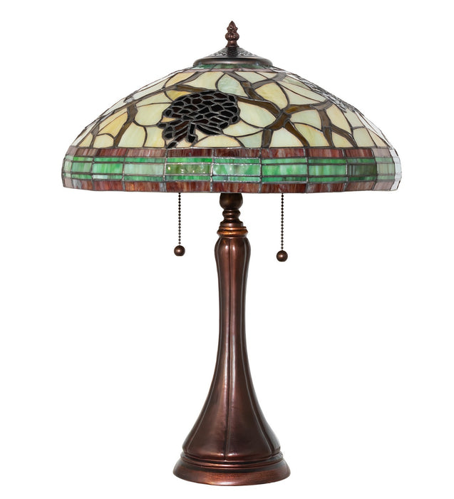 Meyda Tiffany 125610 Two Light Table Lamp, Mahogany Bronze