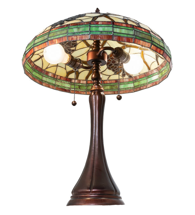 Meyda Tiffany 125610 Two Light Table Lamp, Mahogany Bronze