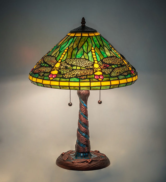 Meyda Tiffany 259779 Three Light Table Lamp, Mahogany Bronze