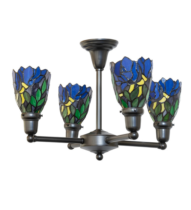 Meyda Tiffany 261283 Four Light Chandelier, Craftsman Brown