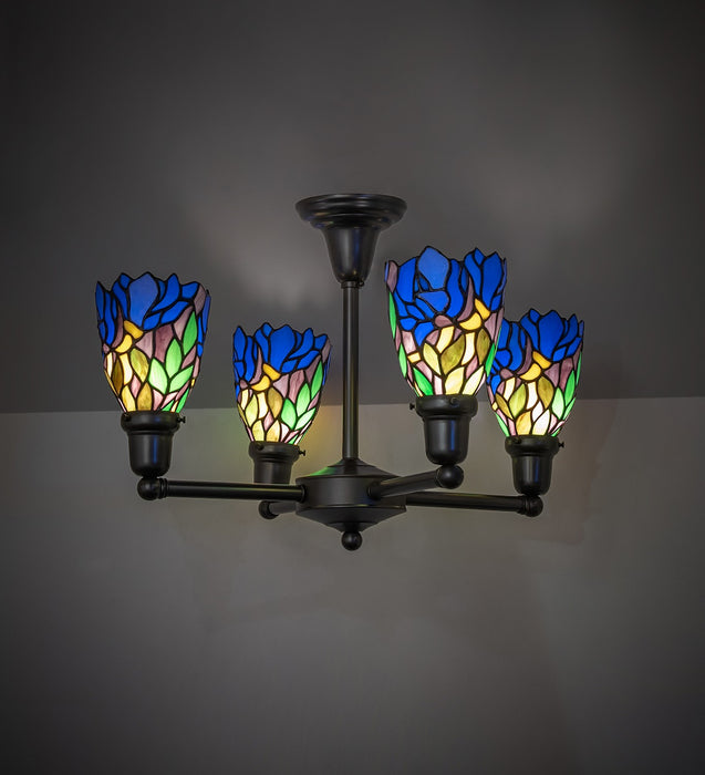 Meyda Tiffany 261283 Four Light Chandelier, Craftsman Brown