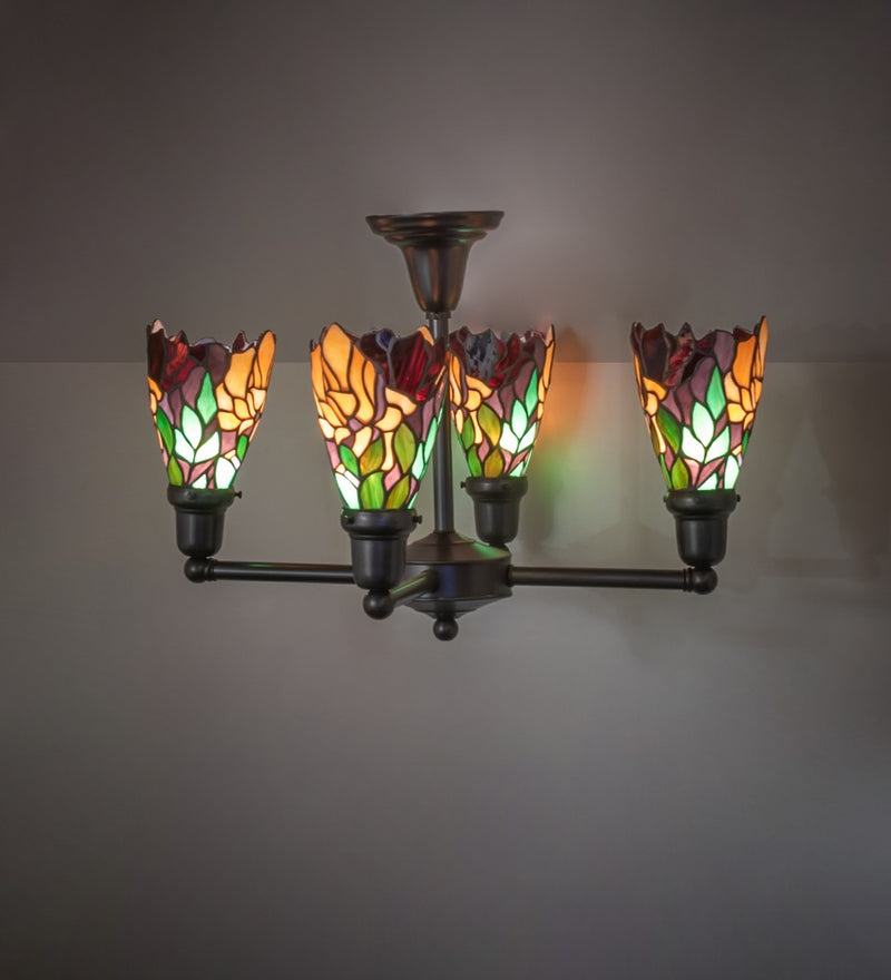 Meyda Tiffany 261284 Four Light Chandelier, Craftsman Brown