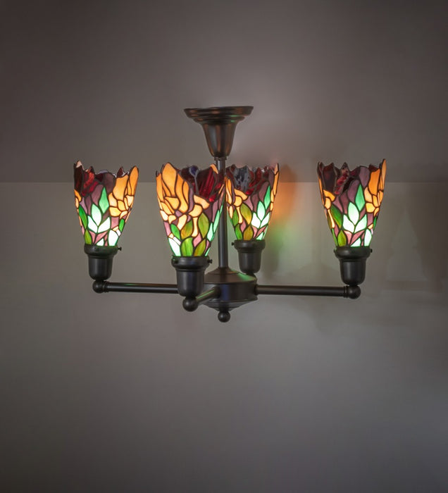 Meyda Tiffany 261284 Four Light Chandelier, Craftsman Brown