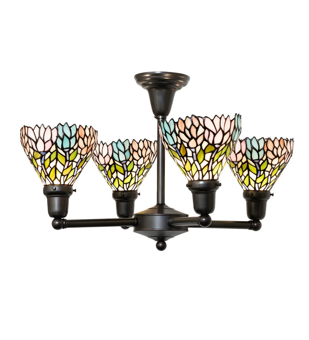Meyda Tiffany 261287 Four Light Chandelier, Craftsman Brown