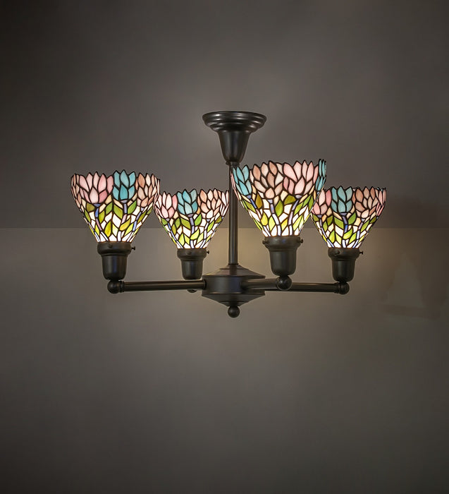 Meyda Tiffany 261287 Four Light Chandelier, Craftsman Brown