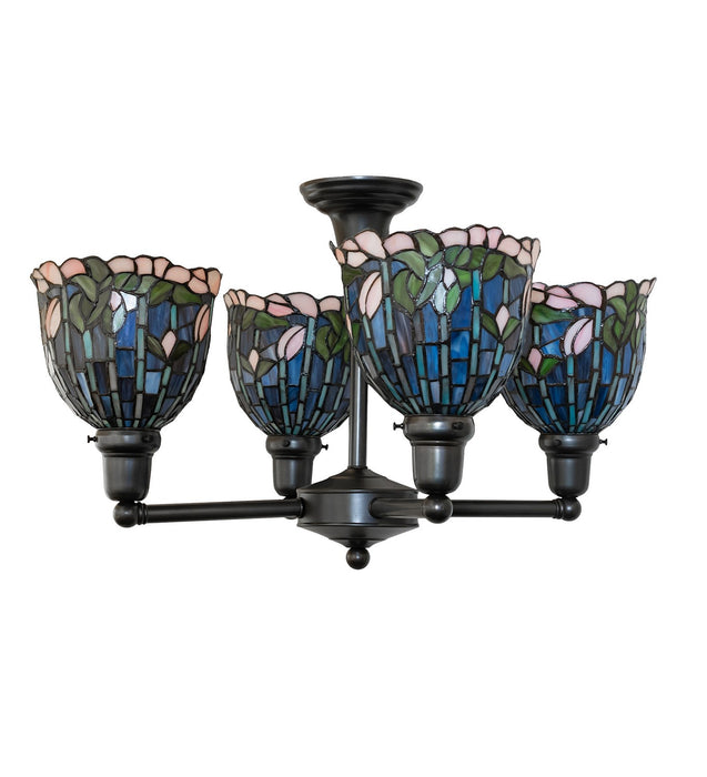 Meyda Tiffany 262834 Four Light Chandelier, Craftsman Brown