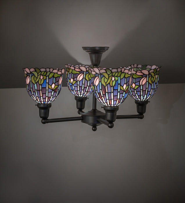 Meyda Tiffany 262834 Four Light Chandelier, Craftsman Brown
