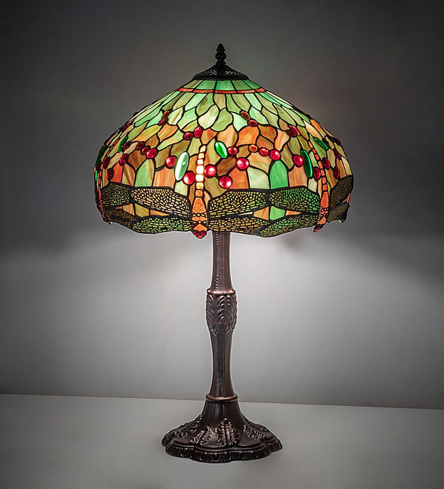 Meyda Tiffany 265991 Three Light Table Lamp, Mahogany Bronze