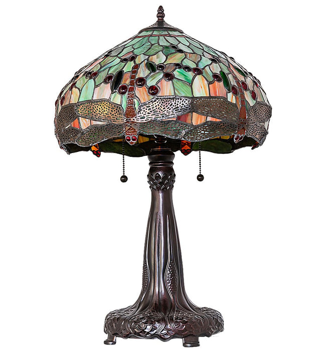 Meyda Tiffany 266004 Two Light Table Lamp, Mahogany Bronze