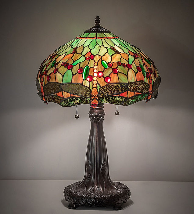 Meyda Tiffany 266004 Two Light Table Lamp, Mahogany Bronze