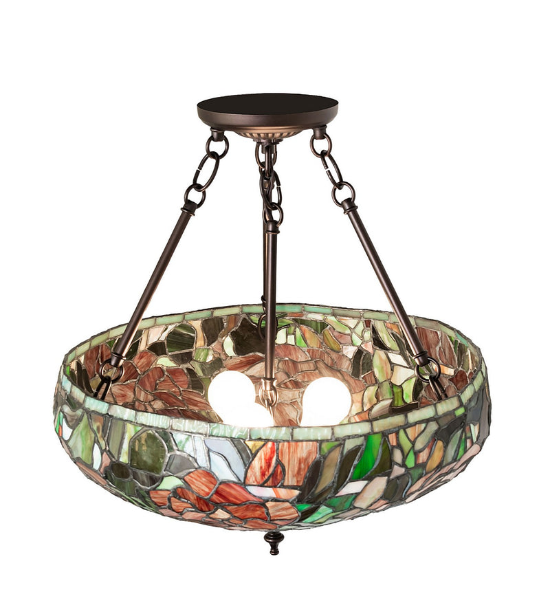 Meyda Tiffany 262137 Three Light Semi-Flushmount, Mahogany Bronze