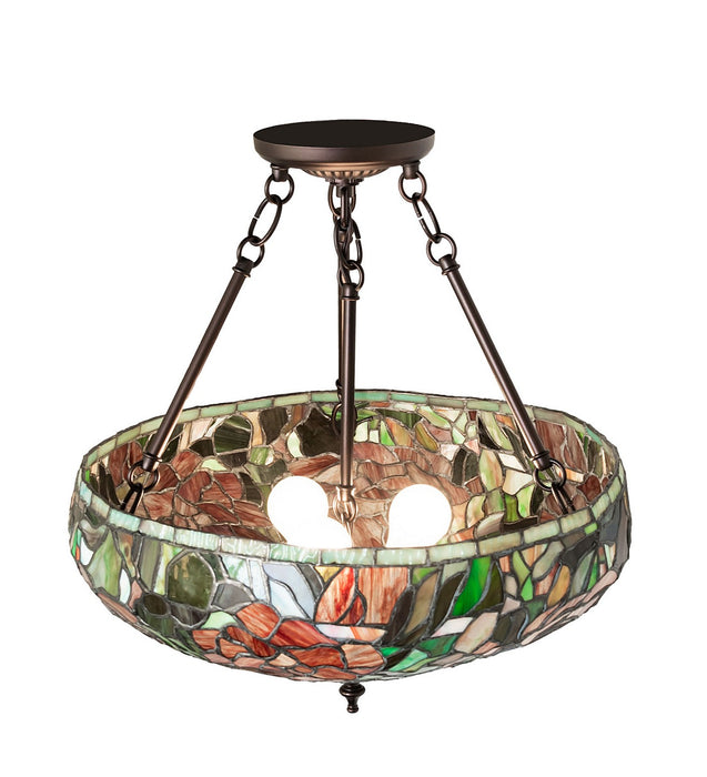 Meyda Tiffany 262137 Three Light Semi-Flushmount, Mahogany Bronze