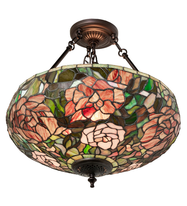 Meyda Tiffany 262137 Three Light Semi-Flushmount, Mahogany Bronze