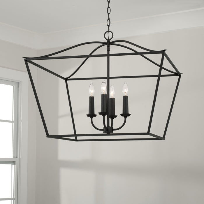Capital Lighting 350641BI Four Light Pendant, Black Iron