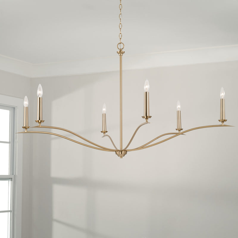 Capital Lighting 450661MA Six Light Chandelier, Matte Brass