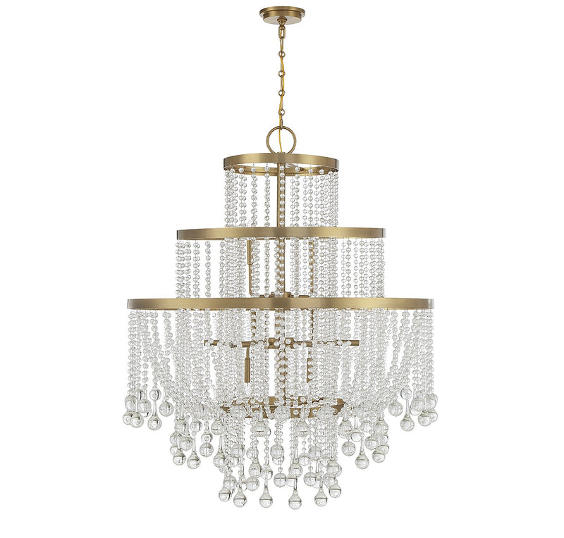 Savoy House 1-1868-15-322 15 Light Chandelier, Warm Brass